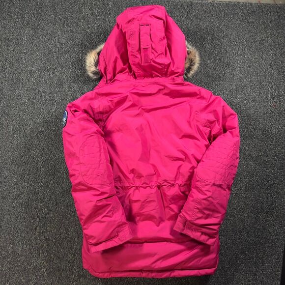 Lands’ End Heavy Winter Parka Women L Pink Faux Fur Hood Sherpa Lined Jacket - Picture 2 of 6
